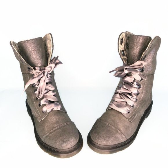 Dr. Martens Shoes - Dr. Martens Triumph Aimilie Gray Foldover Boots